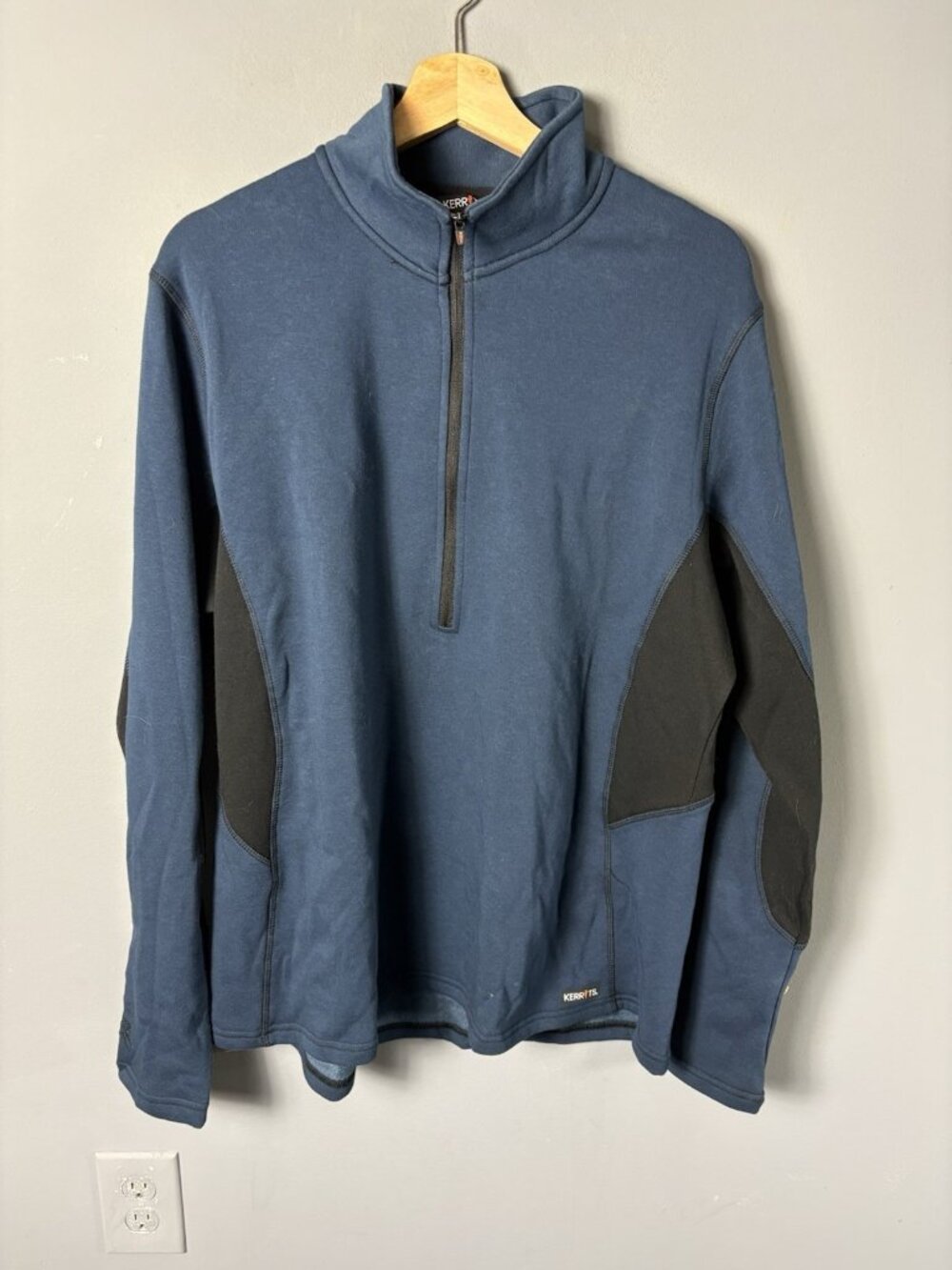 NWT KERRITS Womens Size 1X Horse Sense Blue Fleece Half Zip Pullover Sweatshirt